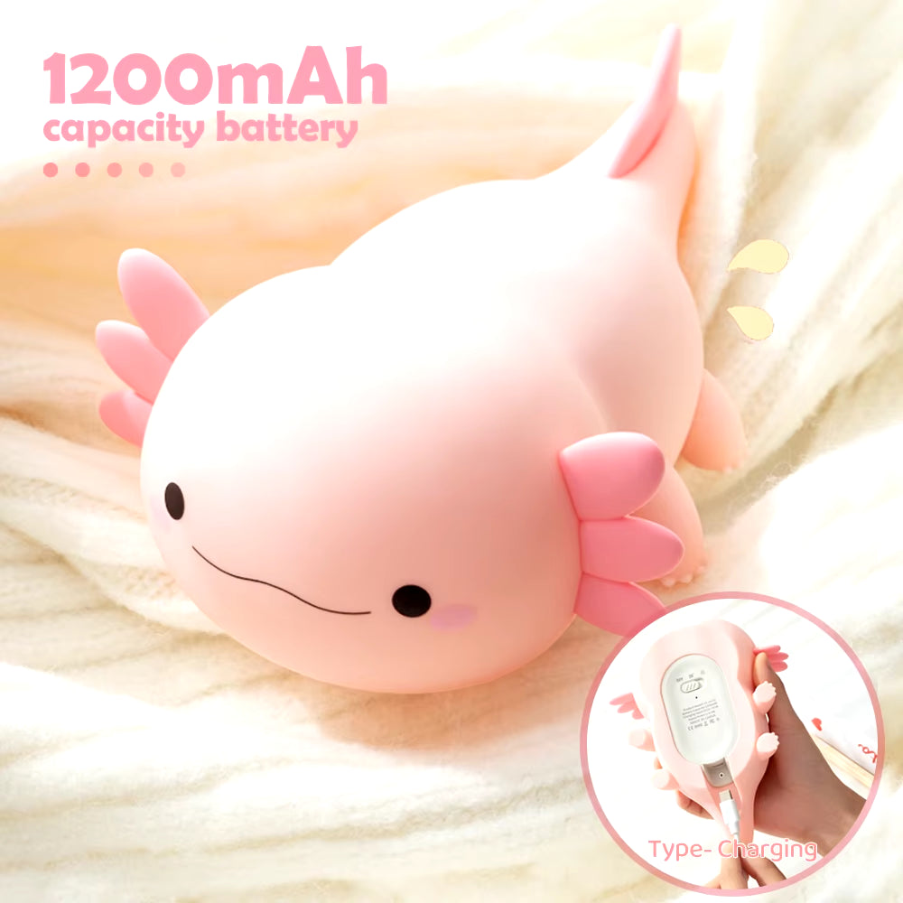 Axolotl Night Light for Kids 2 Brightness Silicone Nursery Sleeping Light Portable USB Rechargeable Bedside Lamp for Baby'S Room